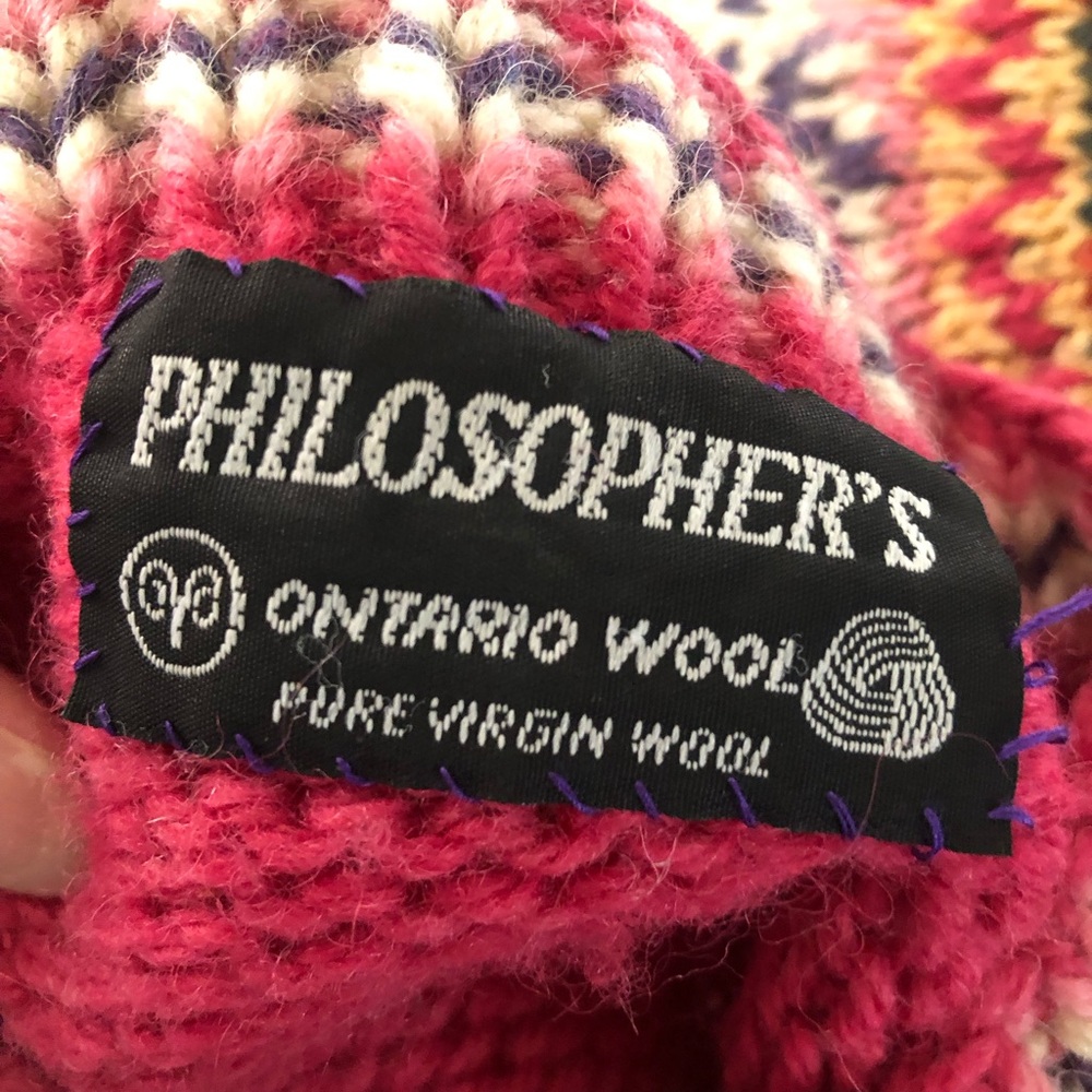 Women’s PHILOSOPHER’s Ontario Wool Hand Knit Granny Square Cardigan Size L/XL - Picture 8 of 8